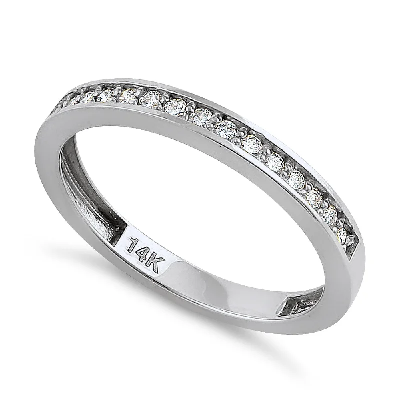 Solid 14K White Gold Half Eternity 0.28 ct. Diamond Ring