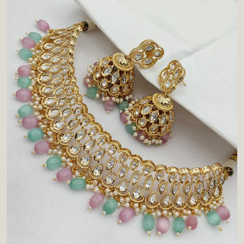 Jewel Addiction Gold Plated Polki Kundan Necklace Set