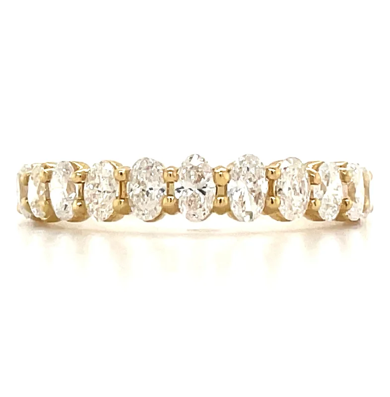 18ct Yellow Gold 0.88ct “Row of Ovals” Earth Grown Diamond Ring