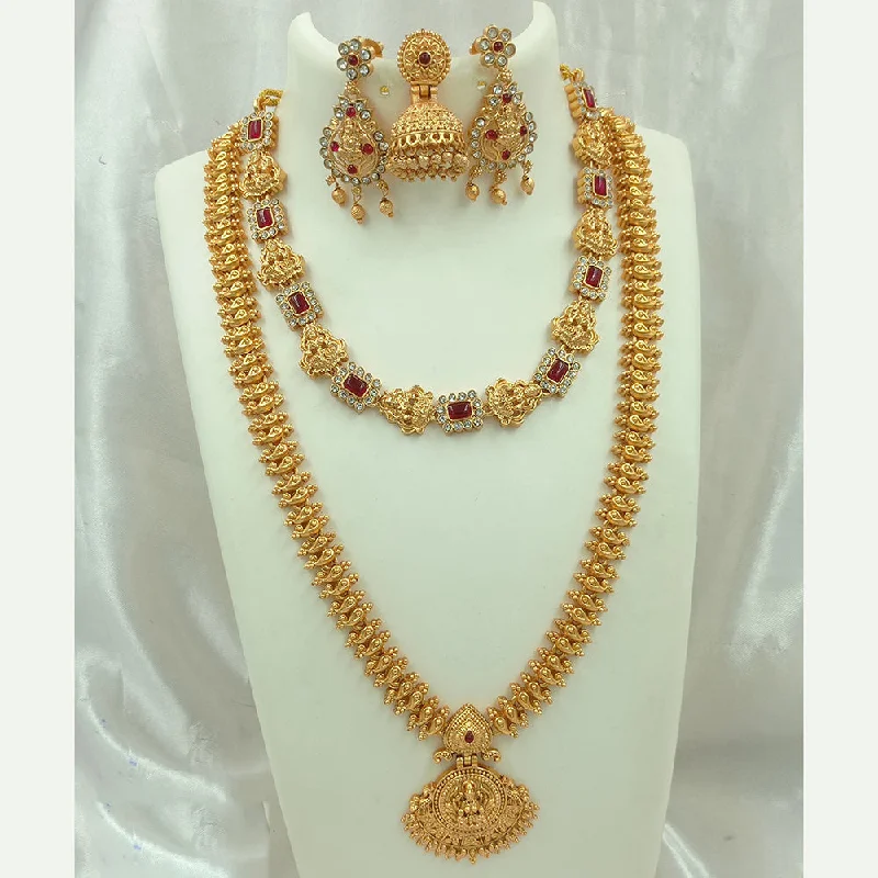 Joyful Jewel Art Matte Gold Plated Temple Necklace Combo