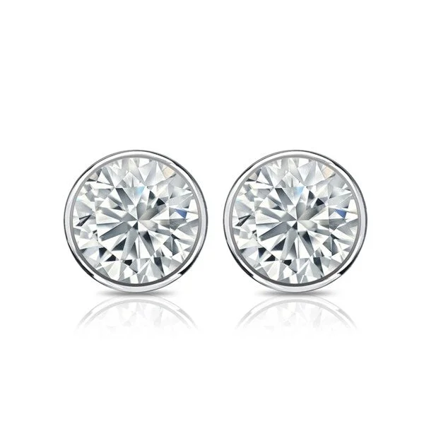 Auriya 4 1/5ctw Round Diamond Stud Earrings Bezel-set 18k Gold - GIA Certified