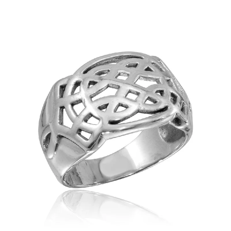 High Polished 925 Sterling Silver Woven Dome Ring - CR00817