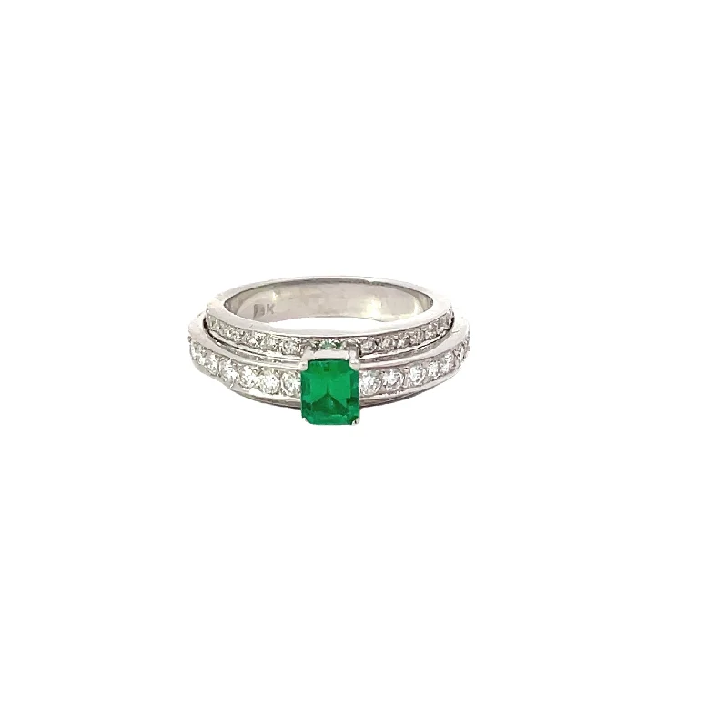 White Gold Emerald Diamond Ring