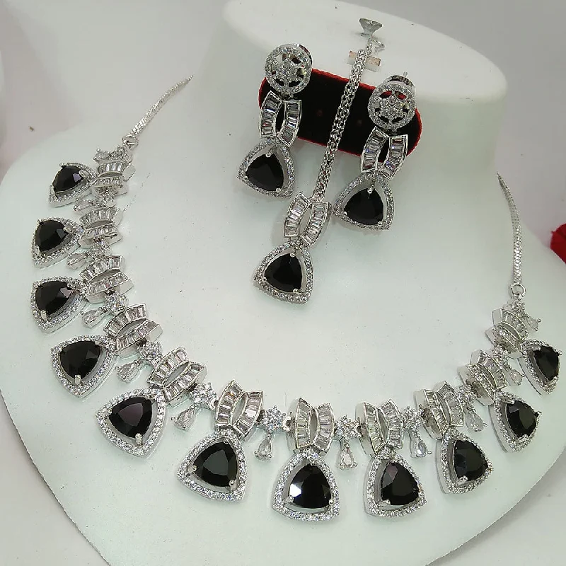 Manisha Jewellery Silver Plated AD Necklace Set