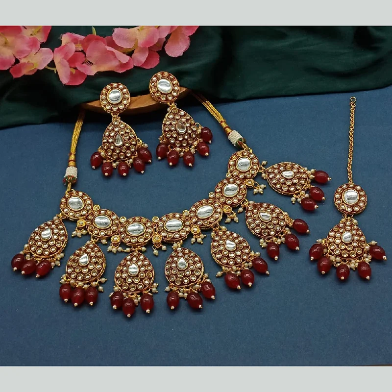 Gehana Mahal Gold Plated Kundan Stone Choker Necklace Set