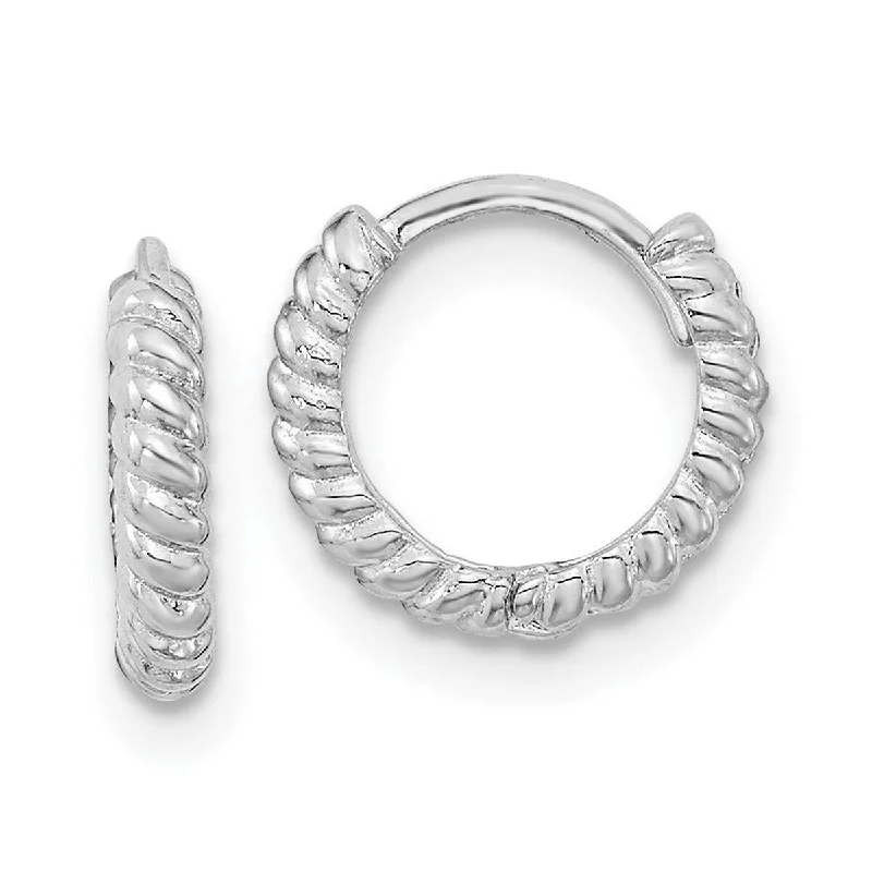 Curata 14k White Gold Girls Polished Swirl 10x2.1mm Hoop Earrings