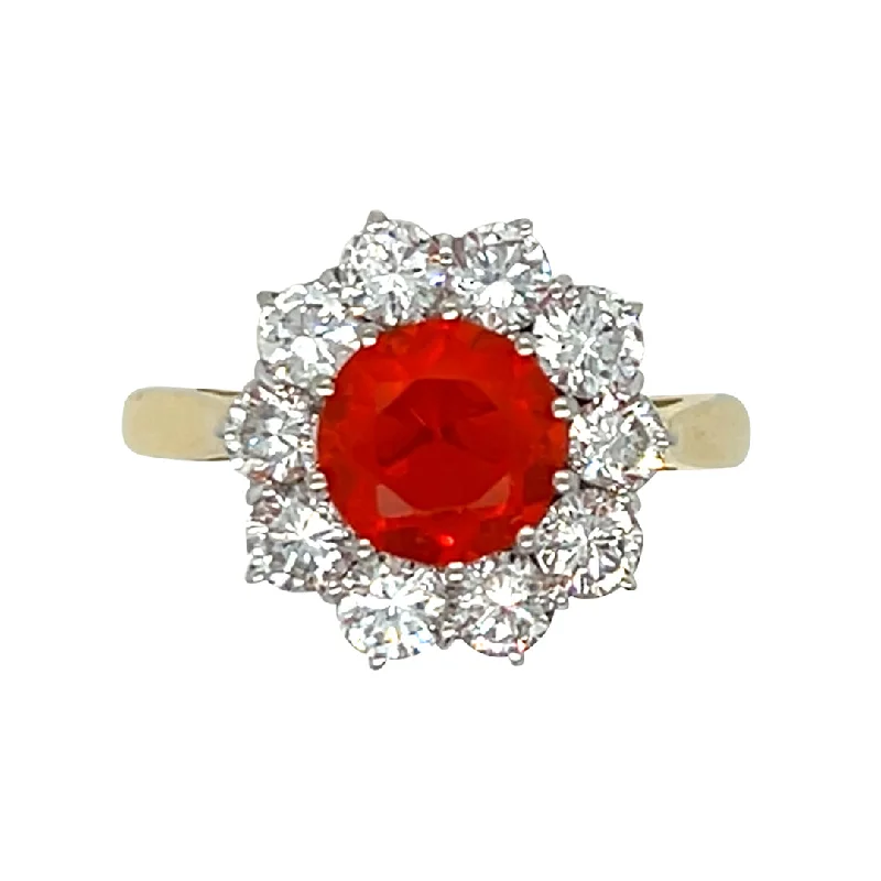 Fire Opal & Diamond Ring