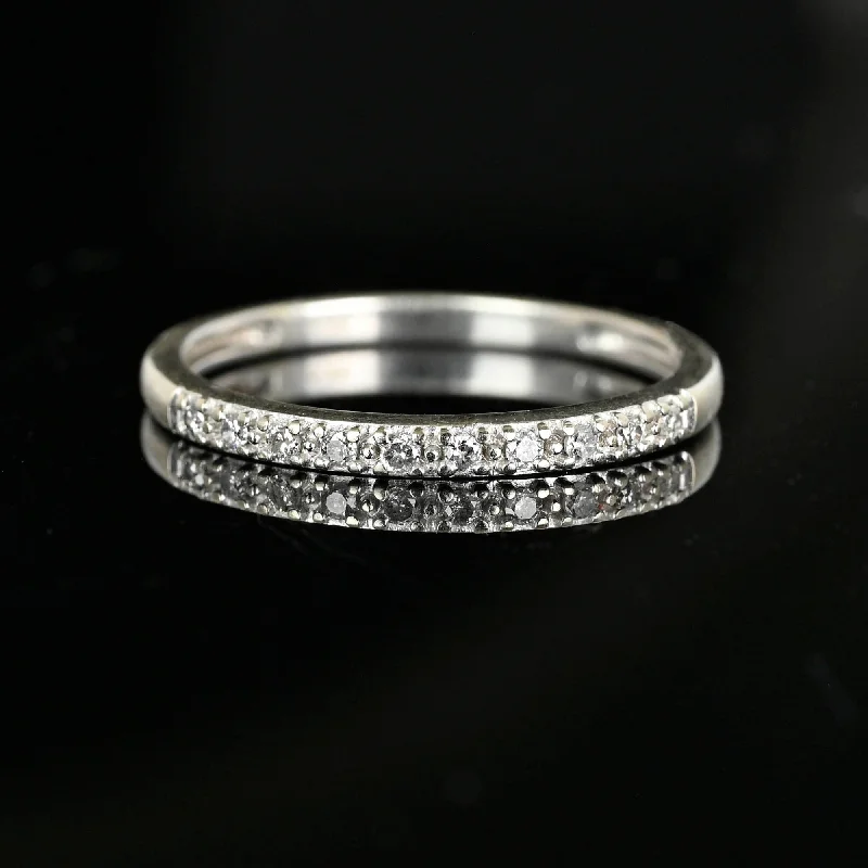 Vintage White Gold Half Eternity Diamond Ring Band