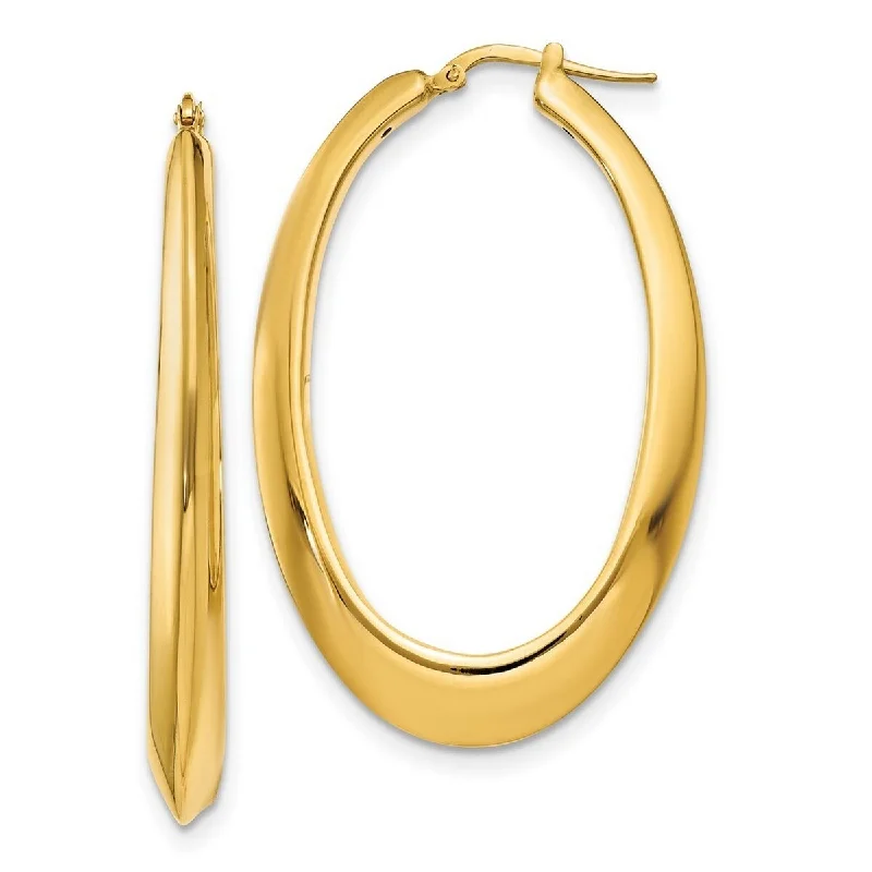 Curata 14k Polished Hoop Earrings - 54x35mm Wide 6mm Thick