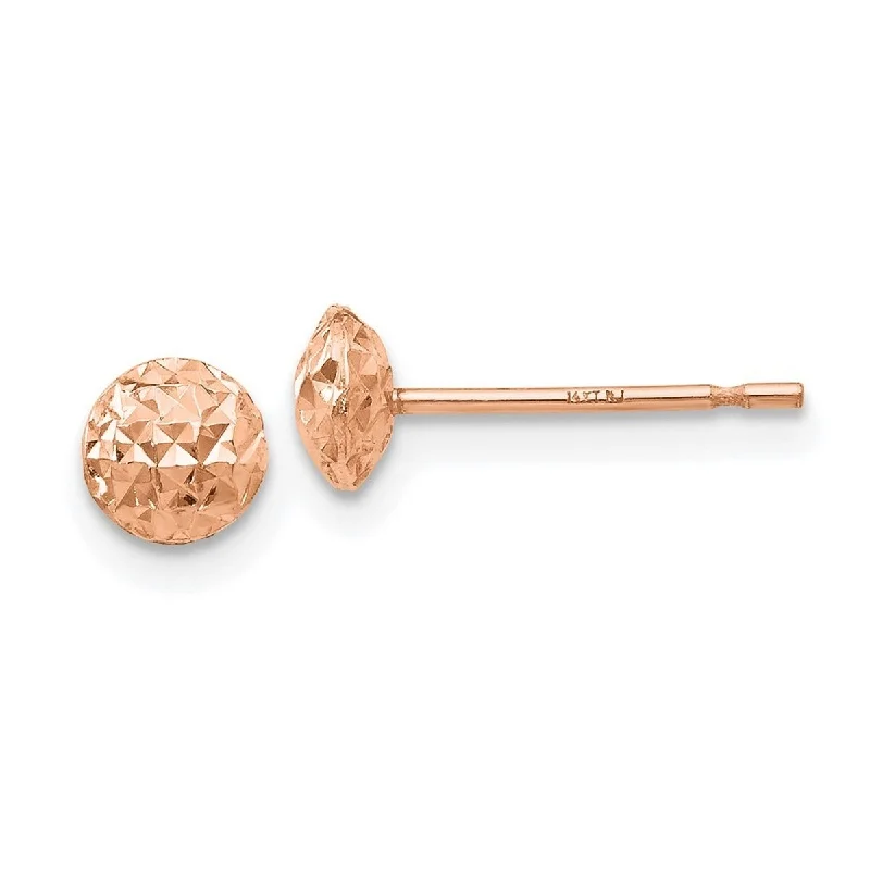 Curata 14k Rose Gold 5 mm Puff Circle Stud Earrings