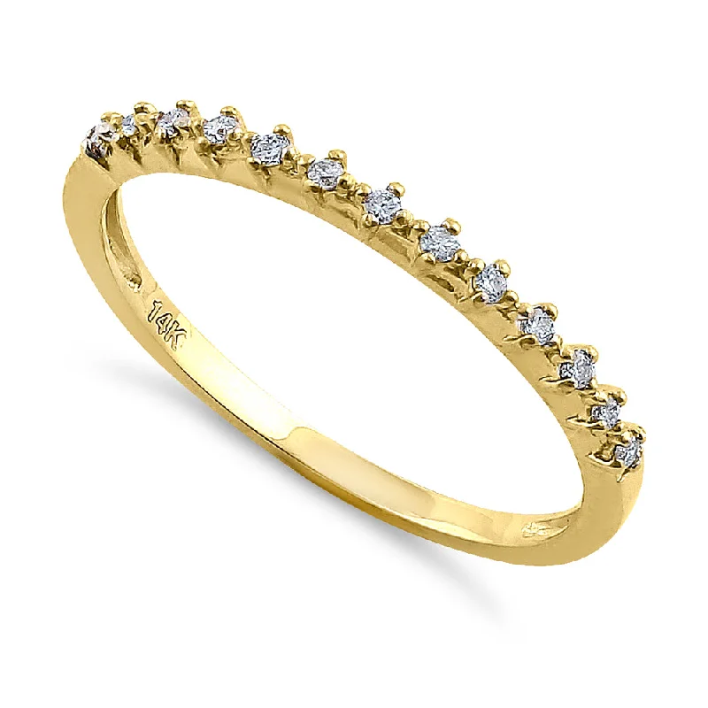 Solid 14K Yellow Gold Single Row 0.10 ct. Diamond Ring