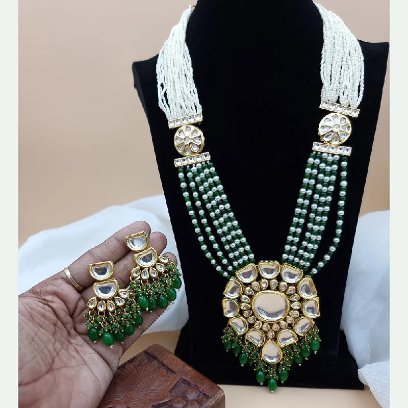 JCM Gold Plated Kundan and Pearl Necklace Set