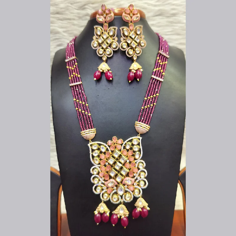 Jain Jewellers Gold Plated  Kundan And Pearl Long Necklace Set