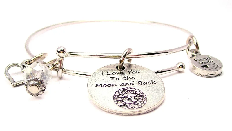 I Love You To The Moon And Back Celestial Expandable Bangle Bracelet