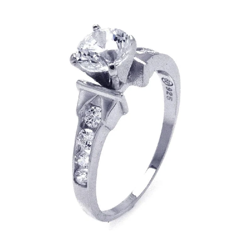 Silver 925 Rhodium Plated CZ Engagement Ring - STR00787