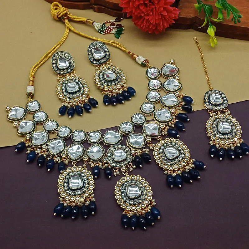 Gehana Mahal Gold Plated Kundan Stone Necklace Set