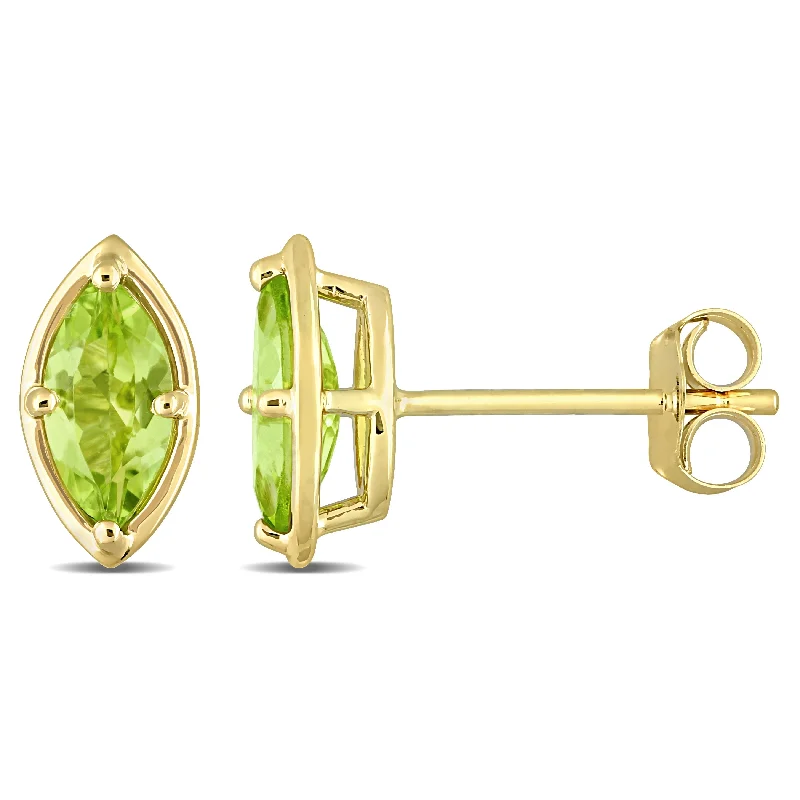 Miadora 14k Yellow Gold Peridot Marquise Stud Earrings