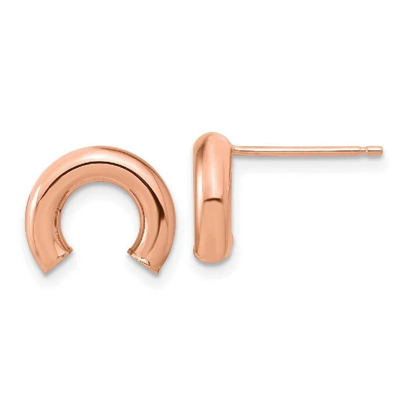 Curata 14k Rose Gold Polished Lucky Horseshoe Post Earrings 11.7x12.2mm