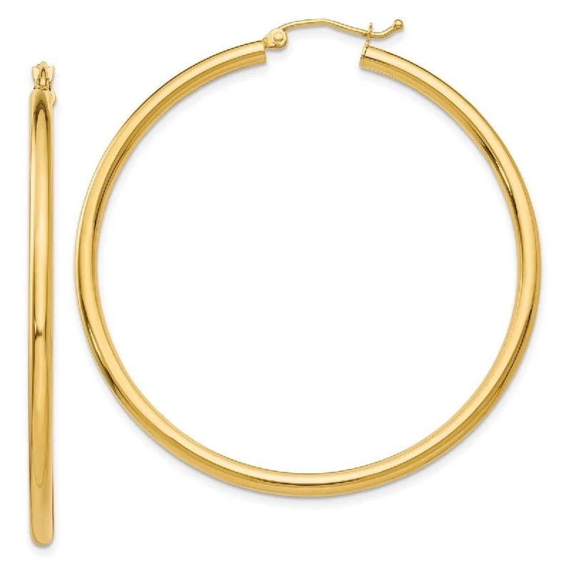 Curata 14k Yellow Gold Polished 2.5x50mm Lightweight Round Hoop Earrings