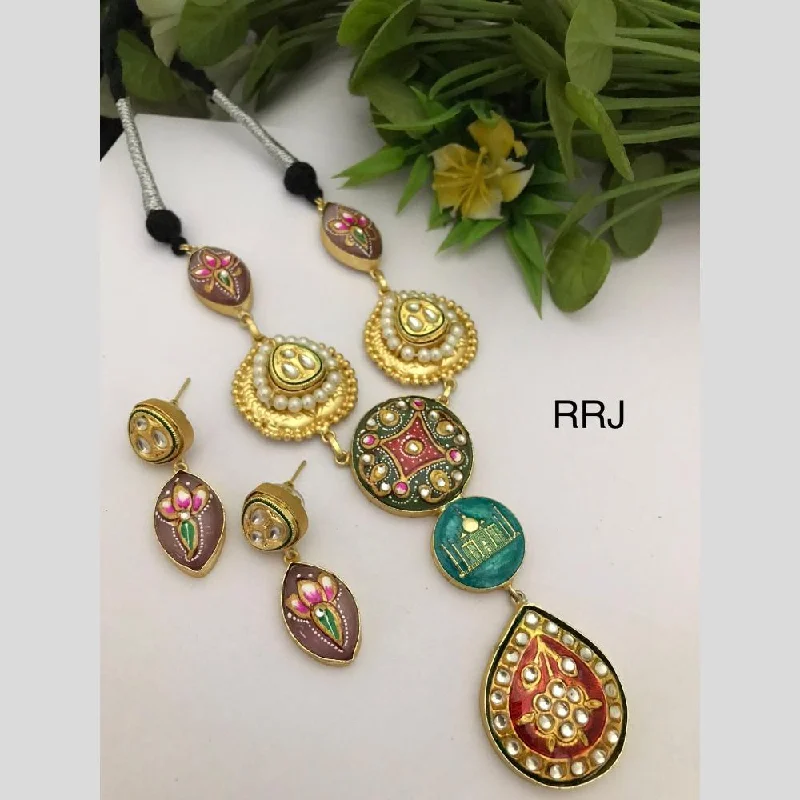 FS Collection Gold Plated Multi Color Necklace Set