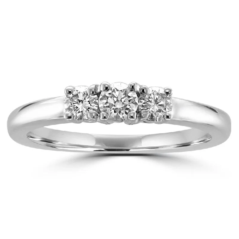 14KT White Gold 0.35 CTW 3 Stone Diamond Ring