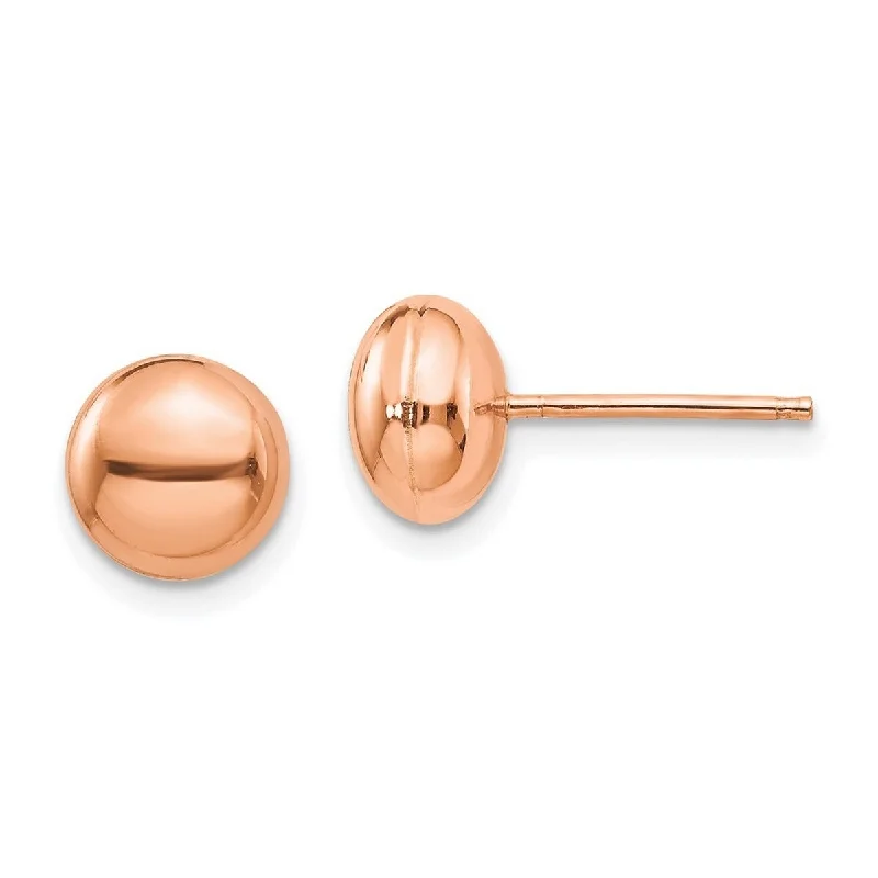 Curata 14k Rose Gold Polished 8mm Button Post Earrings