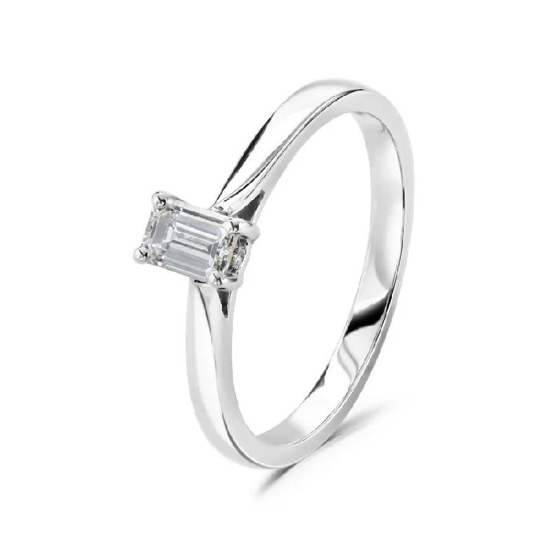 Platinum Emerald Cut Solitaire Diamond Ring