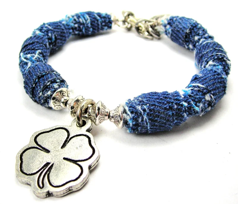 Blank Shamrock Blue Jean Beaded Toggle Bracelet