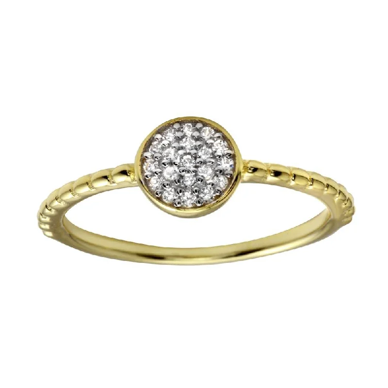 Gold Plated 925 Sterling Silver Circle Ring with CZ - BGR01183