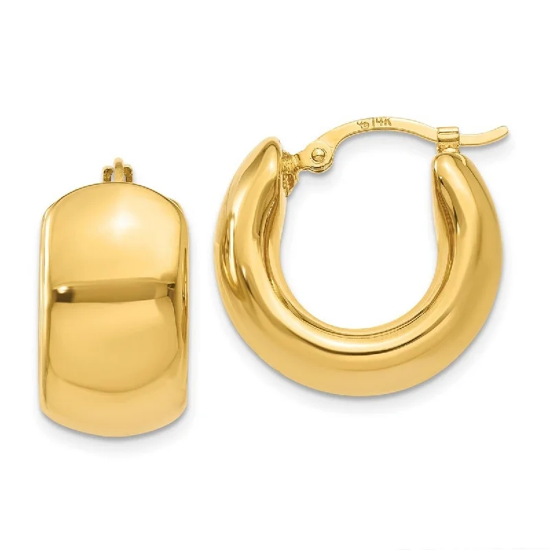 Curata 14k Yellow Gold Polished Large Puffed Hoop Earrings 18x9mm