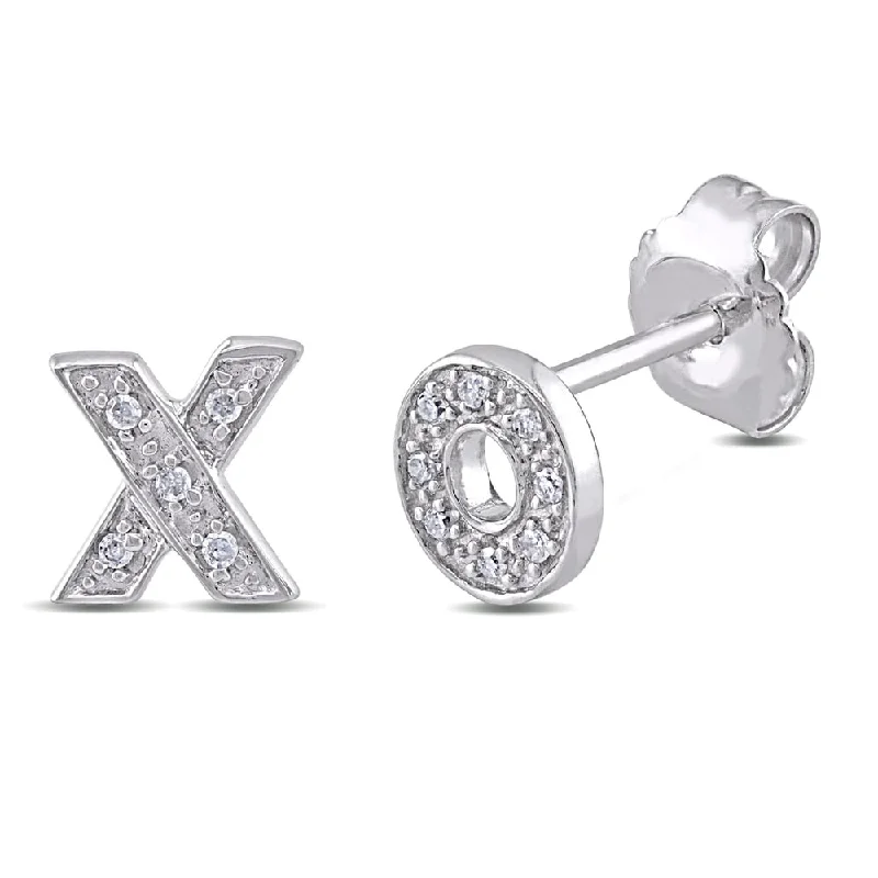 Miadora Sterling Silver Diamond Accent 'X' and 'O' Stud Earrings