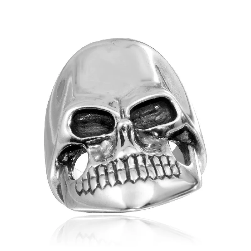 High Polished 925 Sterling Silver Skull Ring - CR00799