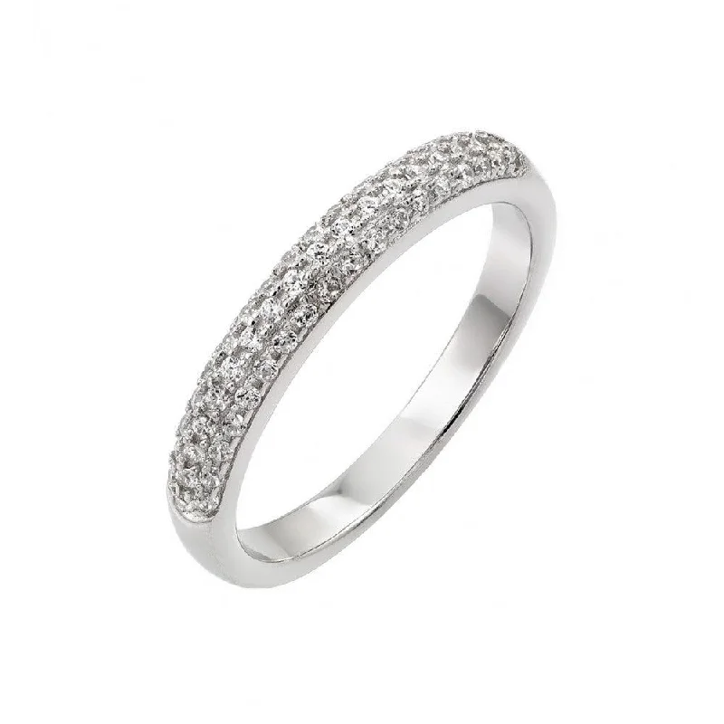 Silver 925 Rhodium Plated Micro Pave CZ Ring - STR00948