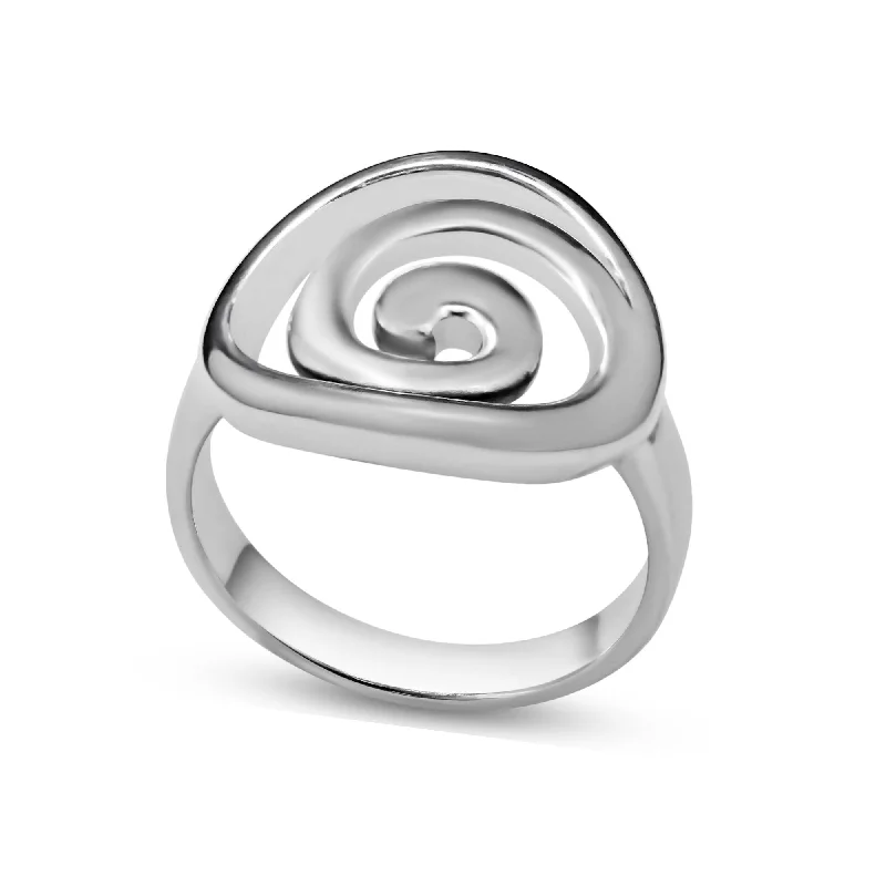 High Polished 925 Sterling Silver Swirly Ring - CR00718