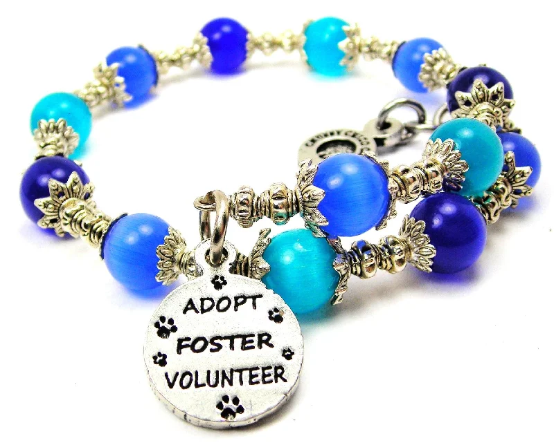 Adopt Foster Volunteer Cat's Eye Beaded Wrap Bracelet