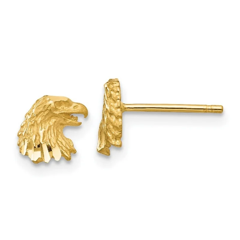 Curata 14k Yellow Gold 7x6mm Textured Sparkle Cut Eagle Post Earrings