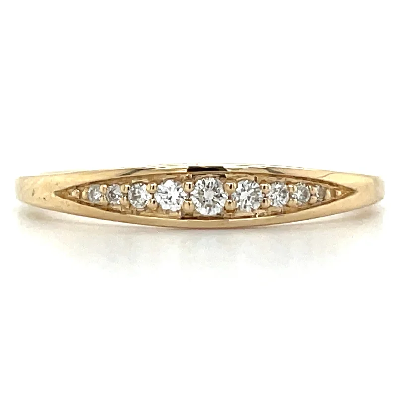 9ct Yellow Gold Pave Tapered Diamond Ring