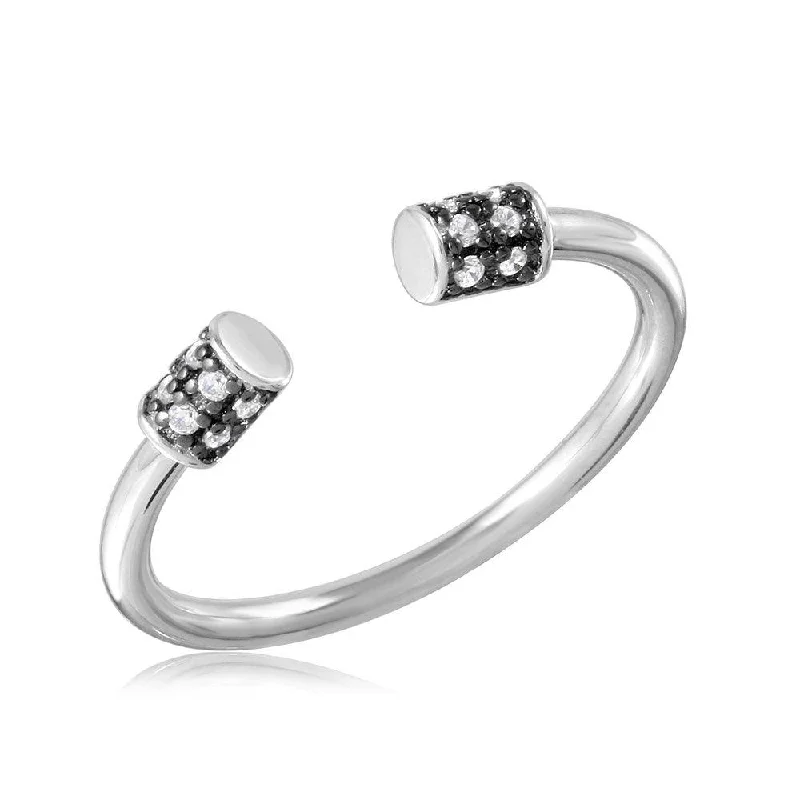 Silver 925 Rhodium Plated Barbel Ring - BGR01079