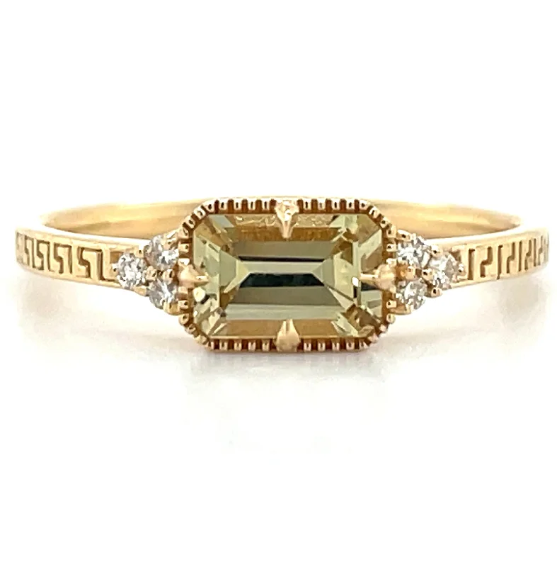 18ct Yellow Gold Earth Grown Horizontal Set Yellow Sapphire & Diamond Ring