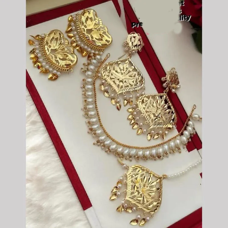 FS Collection Gold Plated Pearl  Necklace Set