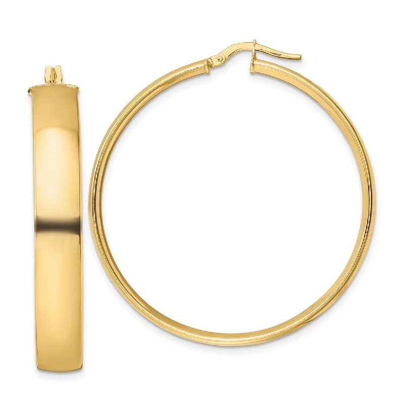 Curata 14k Yellow Gold Polished Hoop Earrings - 45.16x7mm