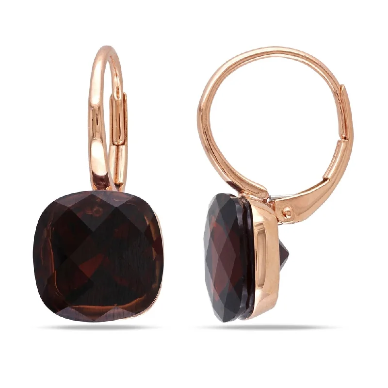 Miadora 14k Rose Gold 9 1/2ct TGW Garnet Solitaire Leverback Earrings