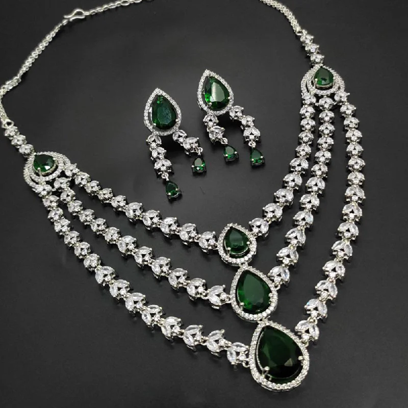 Aamrapali Silver Plated  AD Necklace Set