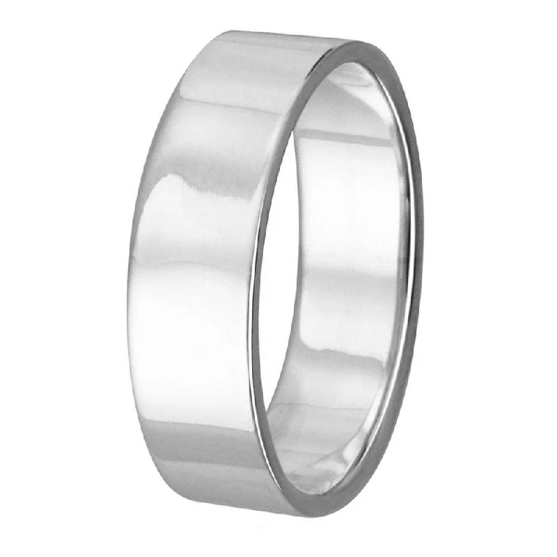 High Polished 925 Sterling Silver Plain Wedding Band Flat Ring - RING02-5MM