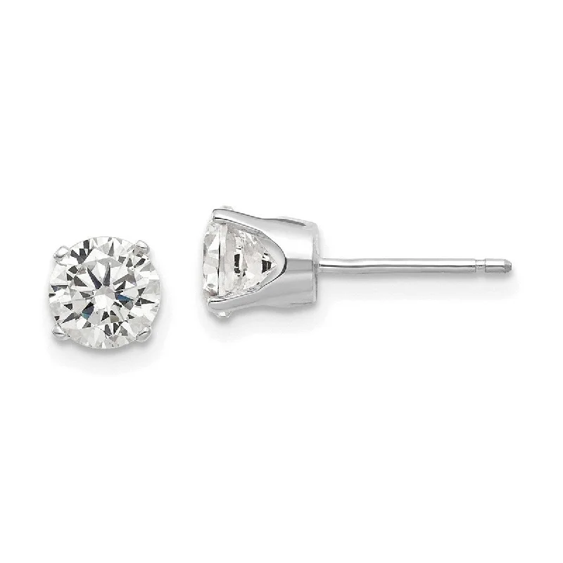 Curata 14k White Gold Polished Post Earrings 5.5mm Cubic Zirconia stud Earrings