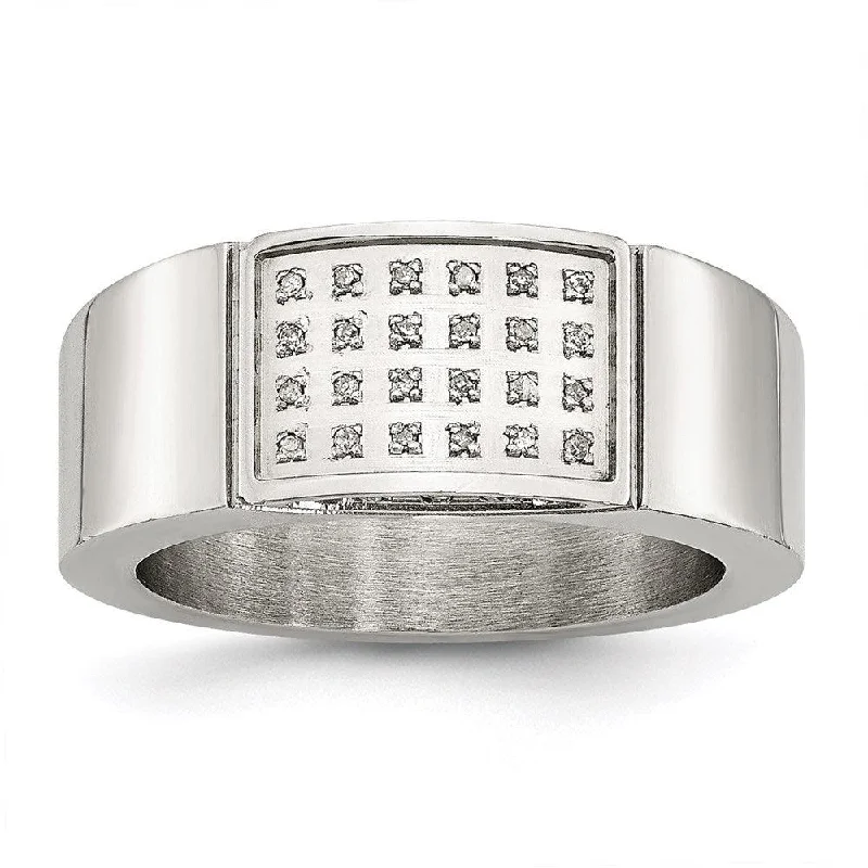 Stainless Steel Polished Diamond Ring