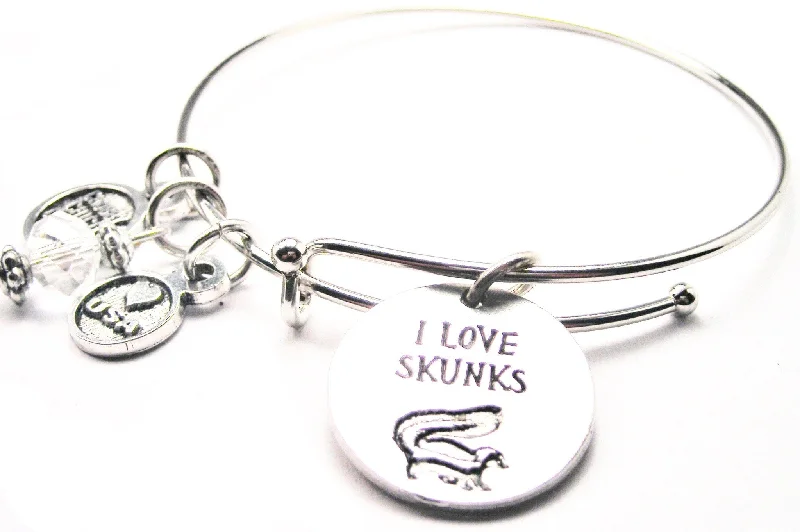 I Love Skunks Bangle Bracelet