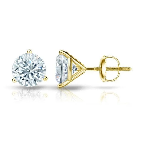 Auriya 18k Gold GIA Certified 1.50 carat TDW 3-Prong Martini Round Diamond Stud Earrings