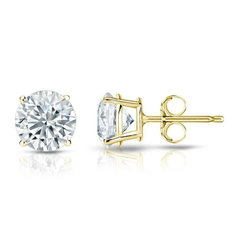 Auriya 18k Gold GIA Certified 2 carat TW Round Diamond Stud Earrings