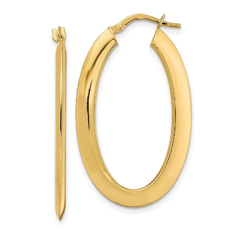 Curata 14k Yellow Gold Polished Knife-edged 38.6x2.1mm Oval Hoop Earrings